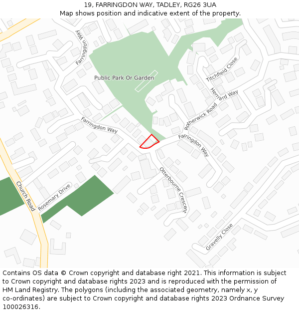 19, FARRINGDON WAY, TADLEY, RG26 3UA: Location map and indicative extent of plot