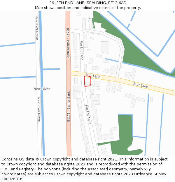 19, FEN END LANE, SPALDING, PE12 6AD: Location map and indicative extent of plot
