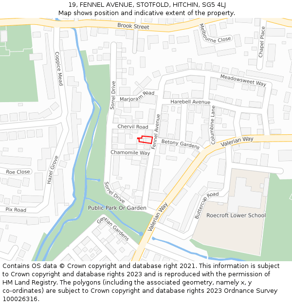 19, FENNEL AVENUE, STOTFOLD, HITCHIN, SG5 4LJ: Location map and indicative extent of plot