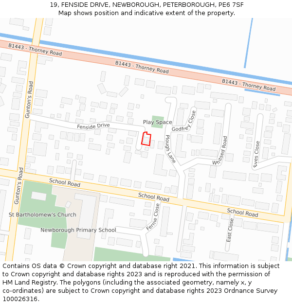 19, FENSIDE DRIVE, NEWBOROUGH, PETERBOROUGH, PE6 7SF: Location map and indicative extent of plot