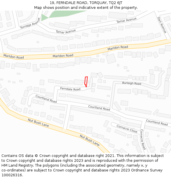 19, FERNDALE ROAD, TORQUAY, TQ2 6JT: Location map and indicative extent of plot