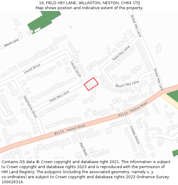 19, FIELD HEY LANE, WILLASTON, NESTON, CH64 1TQ: Location map and indicative extent of plot