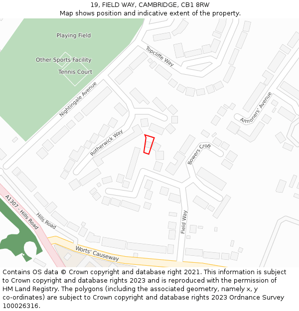 19, FIELD WAY, CAMBRIDGE, CB1 8RW: Location map and indicative extent of plot