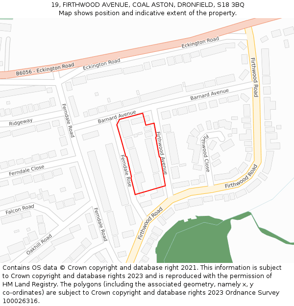 19, FIRTHWOOD AVENUE, COAL ASTON, DRONFIELD, S18 3BQ: Location map and indicative extent of plot