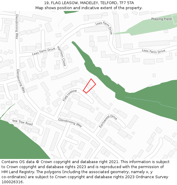 19, FLAG LEASOW, MADELEY, TELFORD, TF7 5TA: Location map and indicative extent of plot