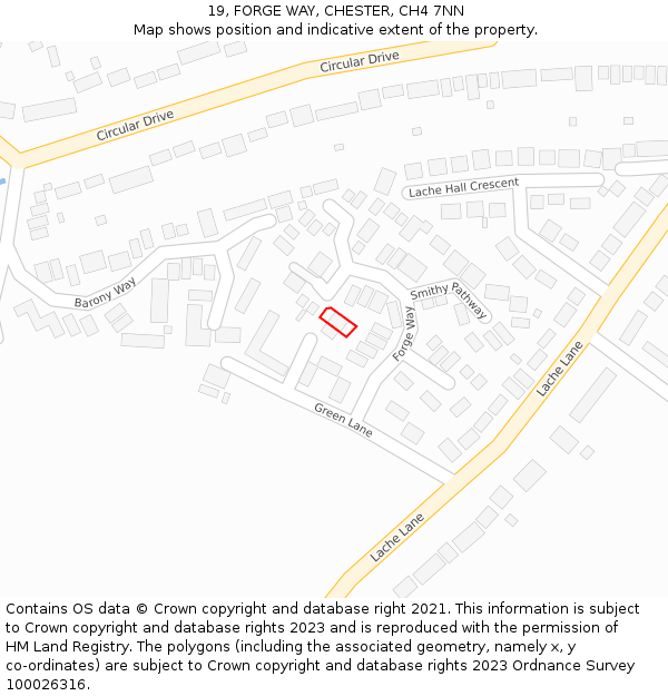 19, FORGE WAY, CHESTER, CH4 7NN: Location map and indicative extent of plot