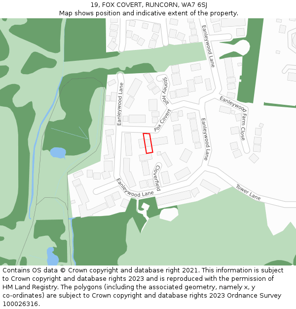 19, FOX COVERT, RUNCORN, WA7 6SJ: Location map and indicative extent of plot