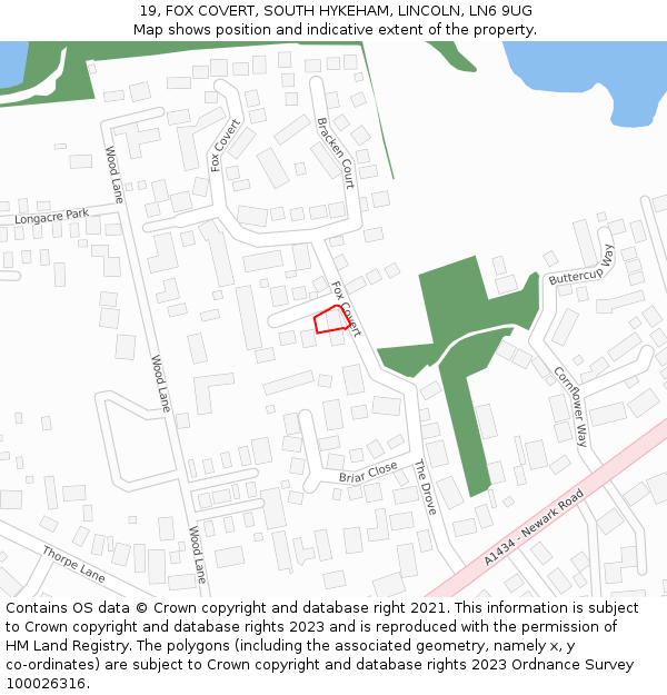 19, FOX COVERT, SOUTH HYKEHAM, LINCOLN, LN6 9UG: Location map and indicative extent of plot
