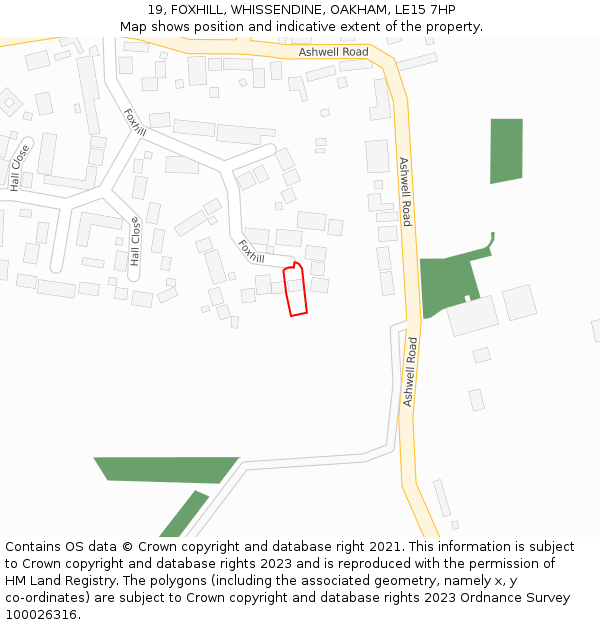 19, FOXHILL, WHISSENDINE, OAKHAM, LE15 7HP: Location map and indicative extent of plot