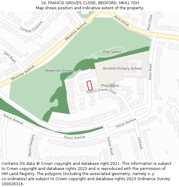 19, FRANCIS GROVES CLOSE, BEDFORD, MK41 7DH: Location map and indicative extent of plot