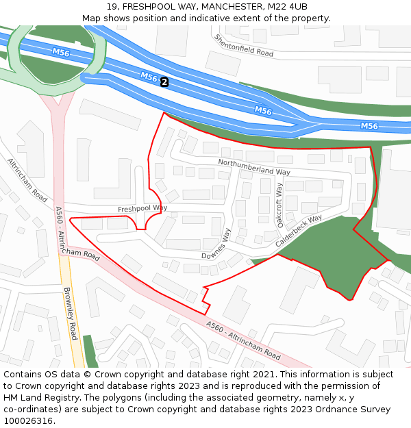 19, FRESHPOOL WAY, MANCHESTER, M22 4UB: Location map and indicative extent of plot