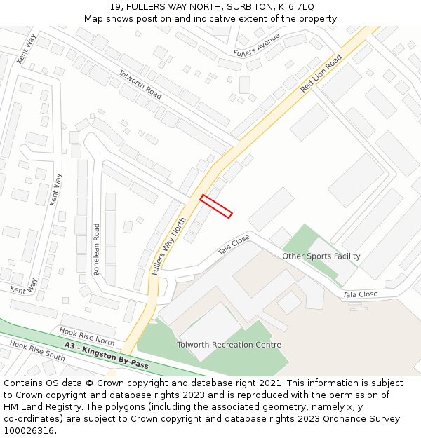 19, FULLERS WAY NORTH, SURBITON, KT6 7LQ: Location map and indicative extent of plot