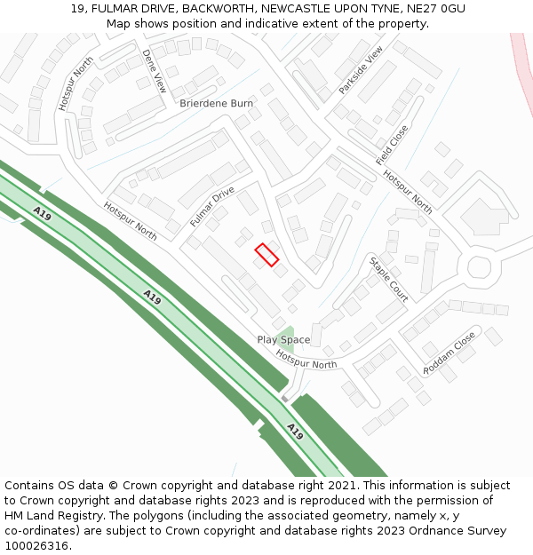 19, FULMAR DRIVE, BACKWORTH, NEWCASTLE UPON TYNE, NE27 0GU: Location map and indicative extent of plot