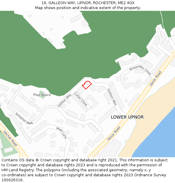 19, GALLEON WAY, UPNOR, ROCHESTER, ME2 4GX: Location map and indicative extent of plot