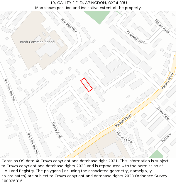 19, GALLEY FIELD, ABINGDON, OX14 3RU: Location map and indicative extent of plot