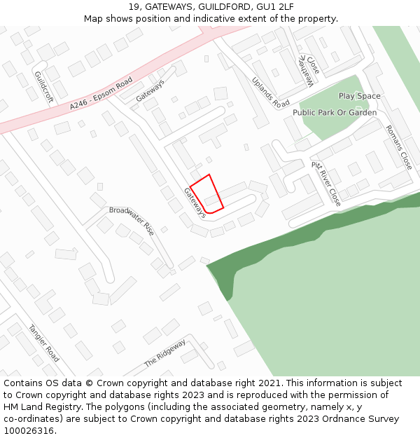 19, GATEWAYS, GUILDFORD, GU1 2LF: Location map and indicative extent of plot
