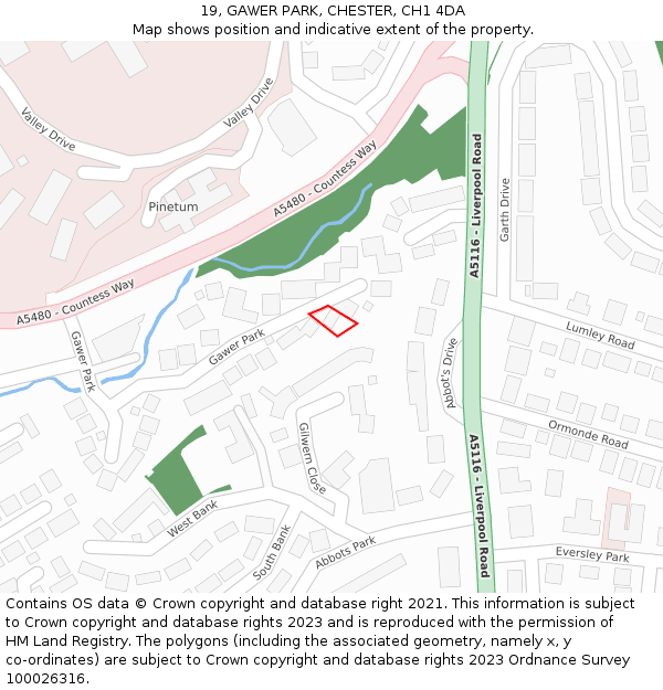 19, GAWER PARK, CHESTER, CH1 4DA: Location map and indicative extent of plot