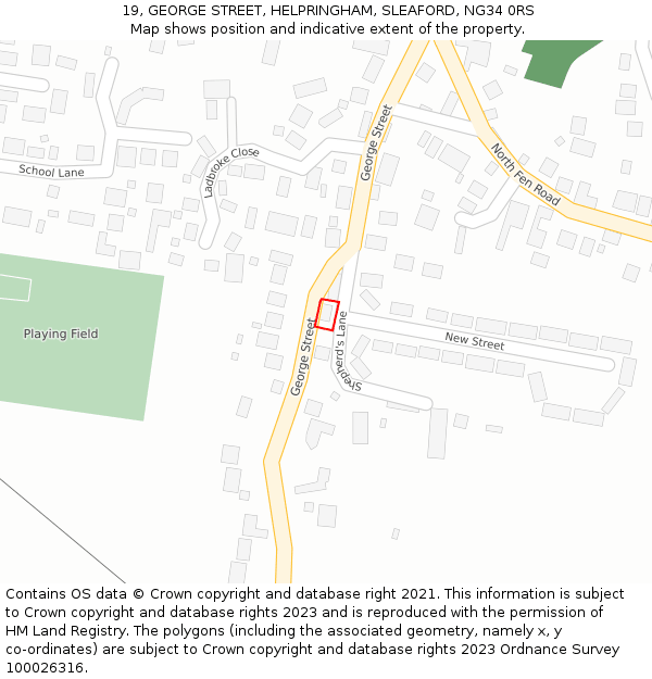 19, GEORGE STREET, HELPRINGHAM, SLEAFORD, NG34 0RS: Location map and indicative extent of plot