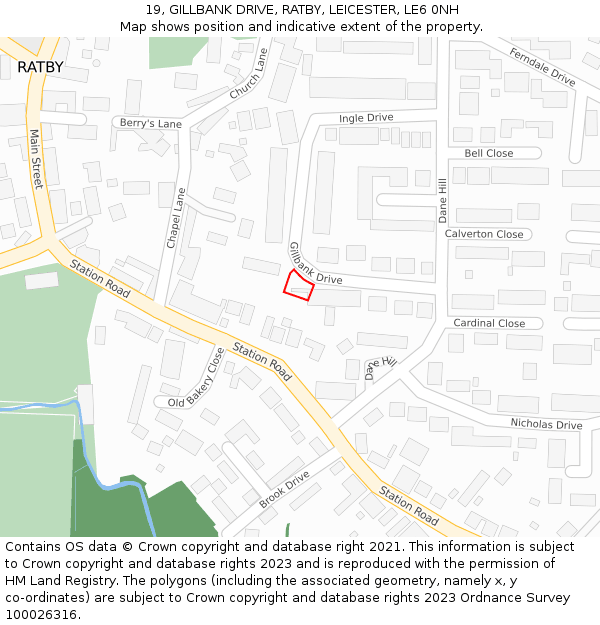 19, GILLBANK DRIVE, RATBY, LEICESTER, LE6 0NH: Location map and indicative extent of plot