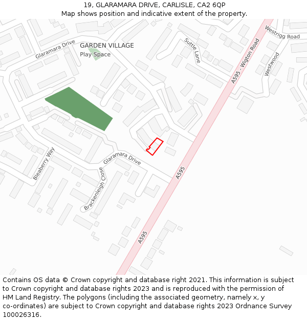 19, GLARAMARA DRIVE, CARLISLE, CA2 6QP: Location map and indicative extent of plot