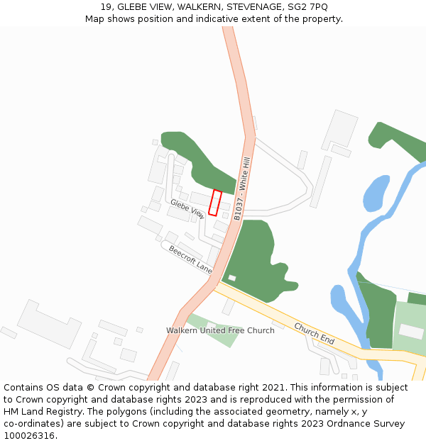 19, GLEBE VIEW, WALKERN, STEVENAGE, SG2 7PQ: Location map and indicative extent of plot