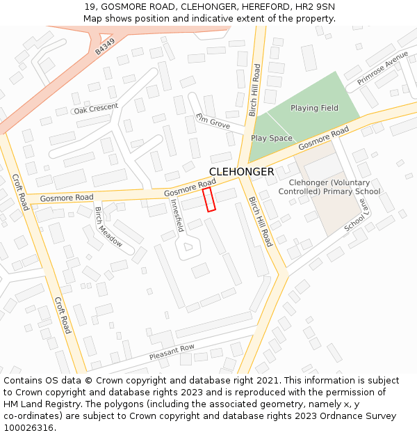 19, GOSMORE ROAD, CLEHONGER, HEREFORD, HR2 9SN: Location map and indicative extent of plot