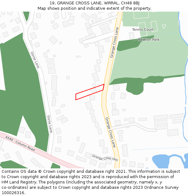 19, GRANGE CROSS LANE, WIRRAL, CH48 8BJ: Location map and indicative extent of plot