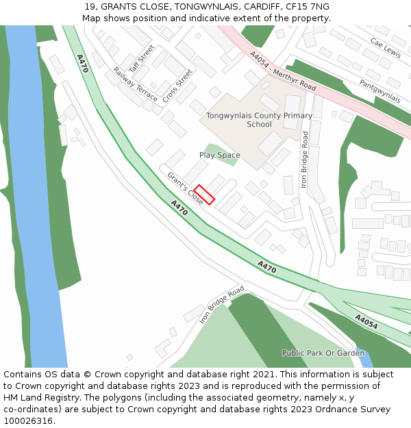 19, GRANTS CLOSE, TONGWYNLAIS, CARDIFF, CF15 7NG: Location map and indicative extent of plot