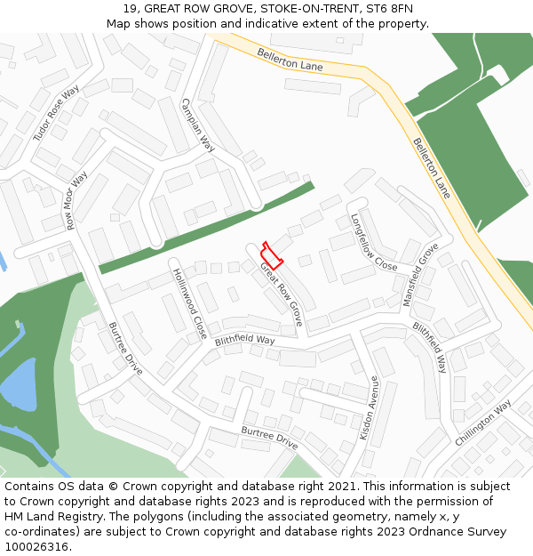 19, GREAT ROW GROVE, STOKE-ON-TRENT, ST6 8FN: Location map and indicative extent of plot