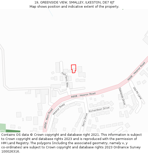 19, GREENSIDE VIEW, SMALLEY, ILKESTON, DE7 6JT: Location map and indicative extent of plot
