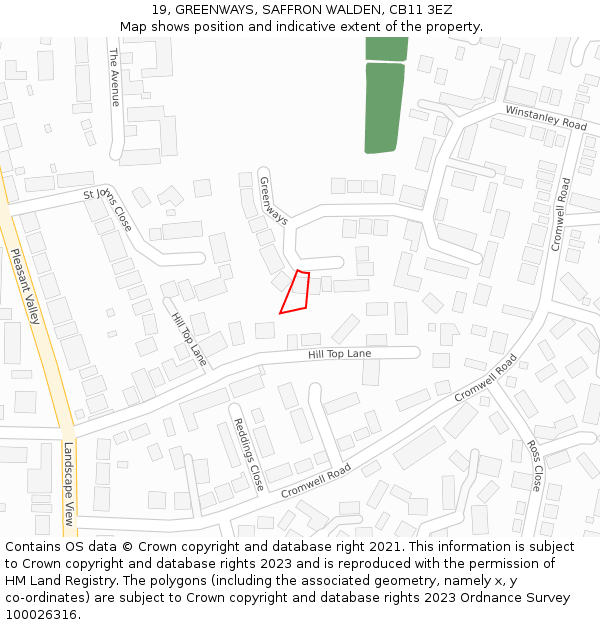 19, GREENWAYS, SAFFRON WALDEN, CB11 3EZ: Location map and indicative extent of plot