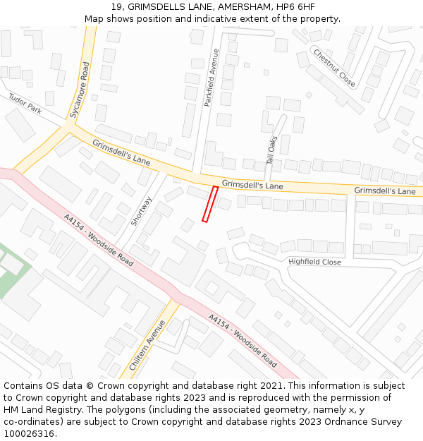 19, GRIMSDELLS LANE, AMERSHAM, HP6 6HF: Location map and indicative extent of plot