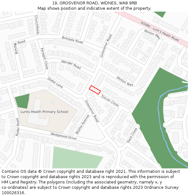 19, GROSVENOR ROAD, WIDNES, WA8 9RB: Location map and indicative extent of plot