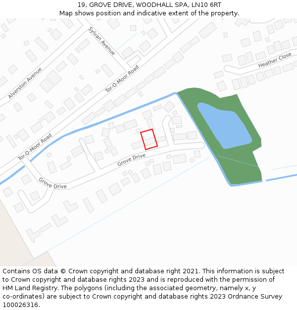 19, GROVE DRIVE, WOODHALL SPA, LN10 6RT: Location map and indicative extent of plot