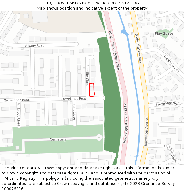 19, GROVELANDS ROAD, WICKFORD, SS12 9DG: Location map and indicative extent of plot