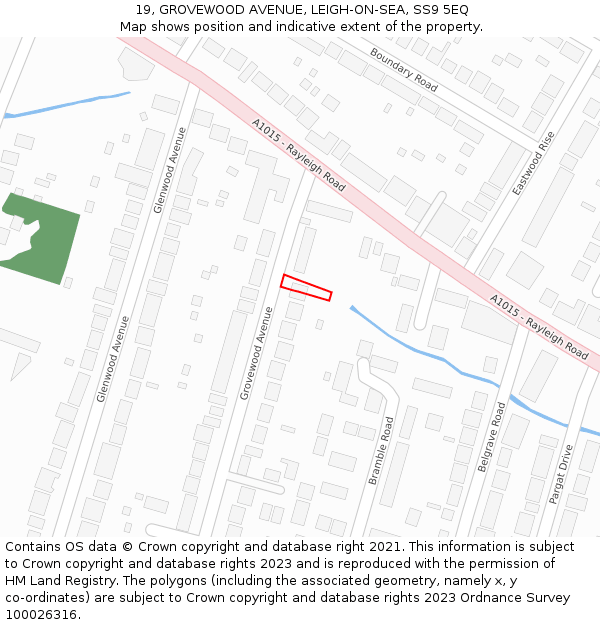 19, GROVEWOOD AVENUE, LEIGH-ON-SEA, SS9 5EQ: Location map and indicative extent of plot