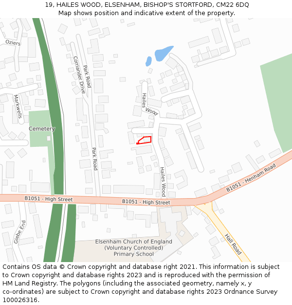 19, HAILES WOOD, ELSENHAM, BISHOP'S STORTFORD, CM22 6DQ: Location map and indicative extent of plot