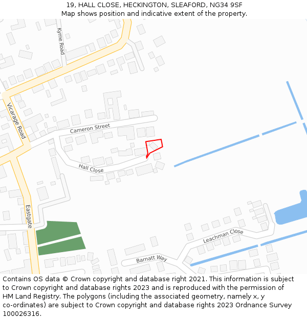 19, HALL CLOSE, HECKINGTON, SLEAFORD, NG34 9SF: Location map and indicative extent of plot