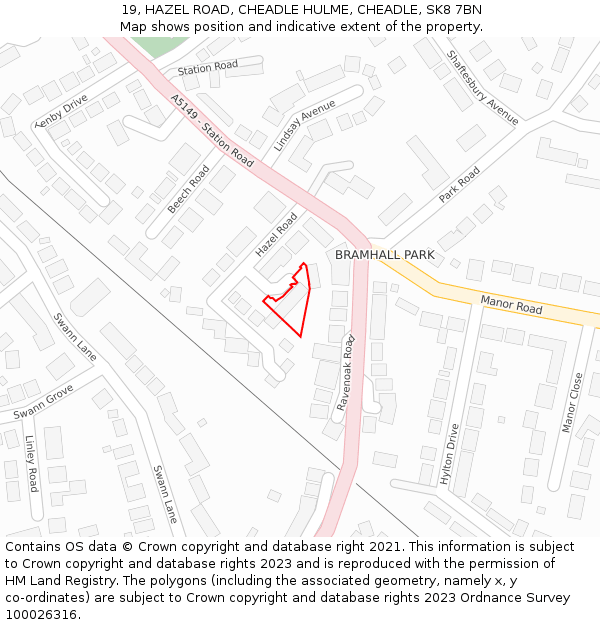 19, HAZEL ROAD, CHEADLE HULME, CHEADLE, SK8 7BN: Location map and indicative extent of plot