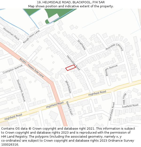 19, HELMSDALE ROAD, BLACKPOOL, FY4 5AR: Location map and indicative extent of plot