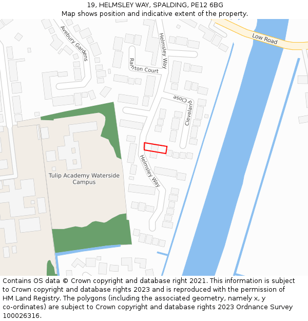 19, HELMSLEY WAY, SPALDING, PE12 6BG: Location map and indicative extent of plot