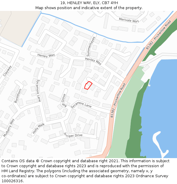 19, HENLEY WAY, ELY, CB7 4YH: Location map and indicative extent of plot