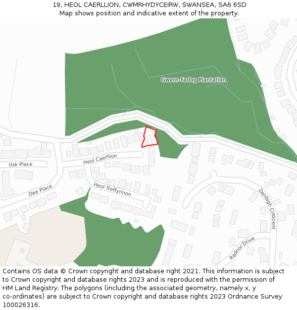 19, HEOL CAERLLION, CWMRHYDYCEIRW, SWANSEA, SA6 6SD: Location map and indicative extent of plot