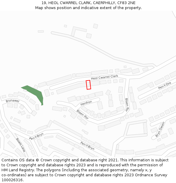 19, HEOL CWARREL CLARK, CAERPHILLY, CF83 2NE: Location map and indicative extent of plot