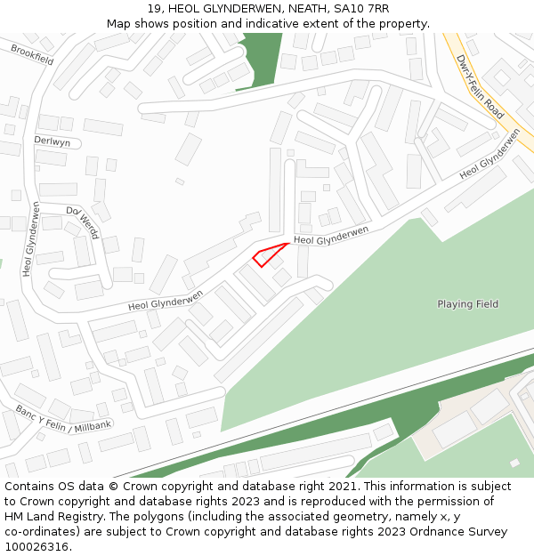 19, HEOL GLYNDERWEN, NEATH, SA10 7RR: Location map and indicative extent of plot