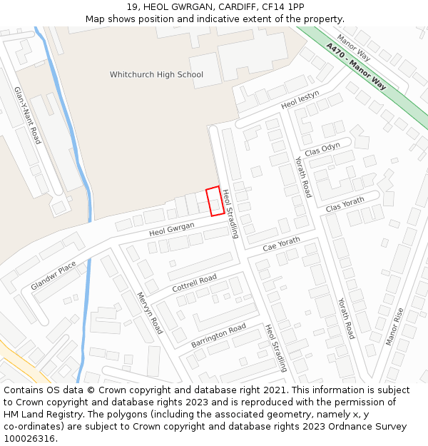 19, HEOL GWRGAN, CARDIFF, CF14 1PP: Location map and indicative extent of plot