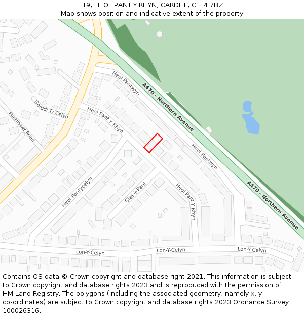 19, HEOL PANT Y RHYN, CARDIFF, CF14 7BZ: Location map and indicative extent of plot