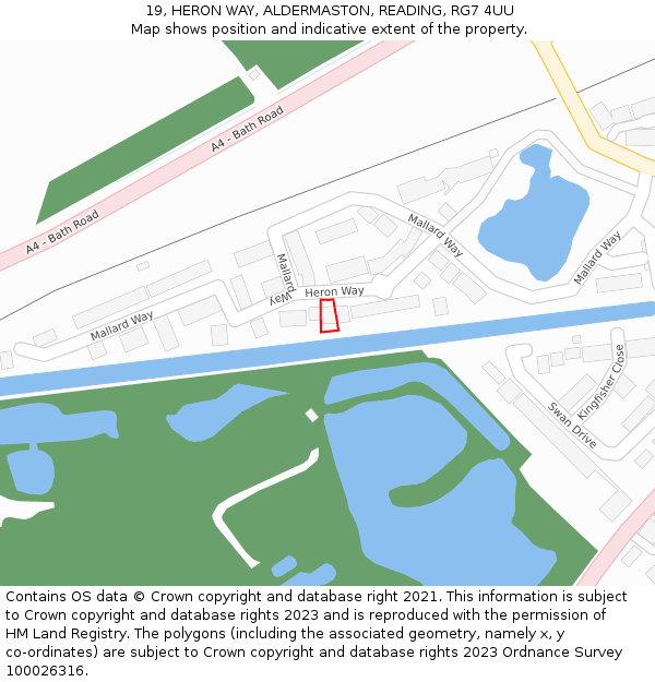 19, HERON WAY, ALDERMASTON, READING, RG7 4UU: Location map and indicative extent of plot