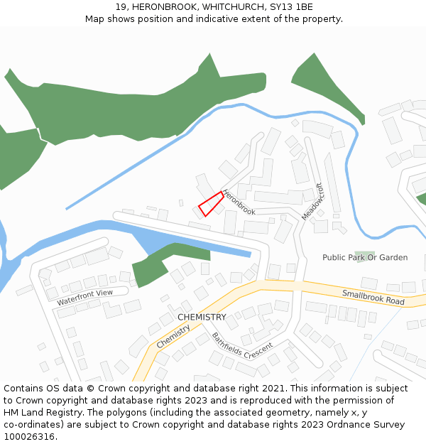 19, HERONBROOK, WHITCHURCH, SY13 1BE: Location map and indicative extent of plot