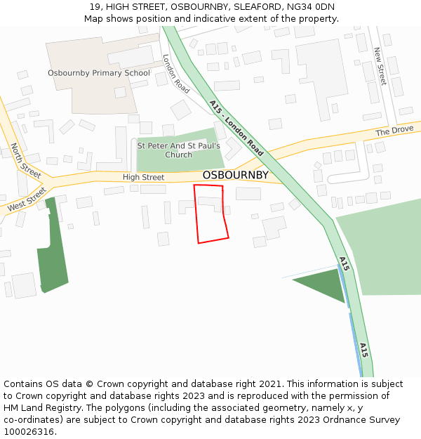 19, HIGH STREET, OSBOURNBY, SLEAFORD, NG34 0DN: Location map and indicative extent of plot